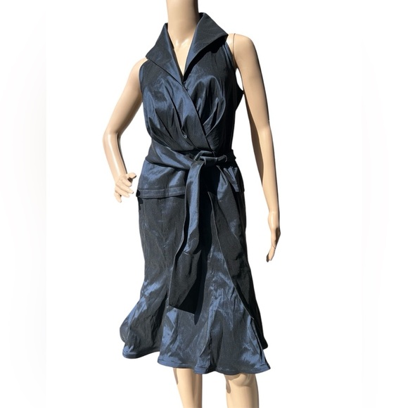 Tadashi Collection Taffeta Navy Blue Cocktail Dress Classy Elegant Formal Women4 - Picture 1 of 10